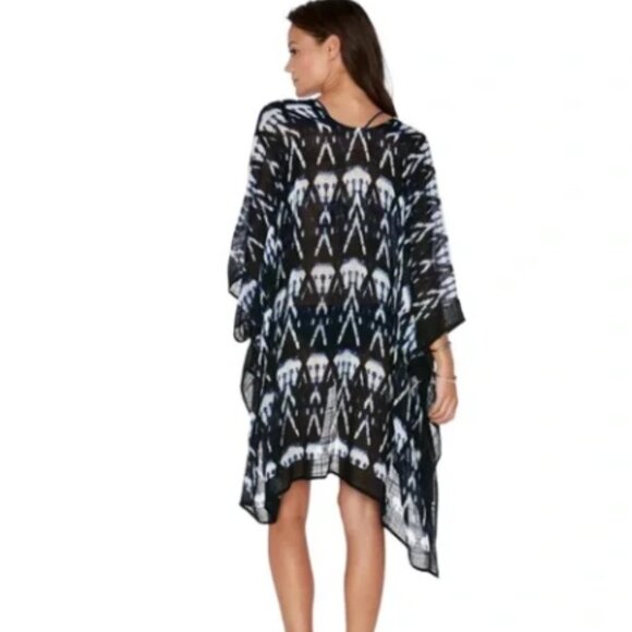NWT L*Space Shibori Seas Go With the Flow Cover Up Kimono One Size Midnight Blue - Picture 2 of 10